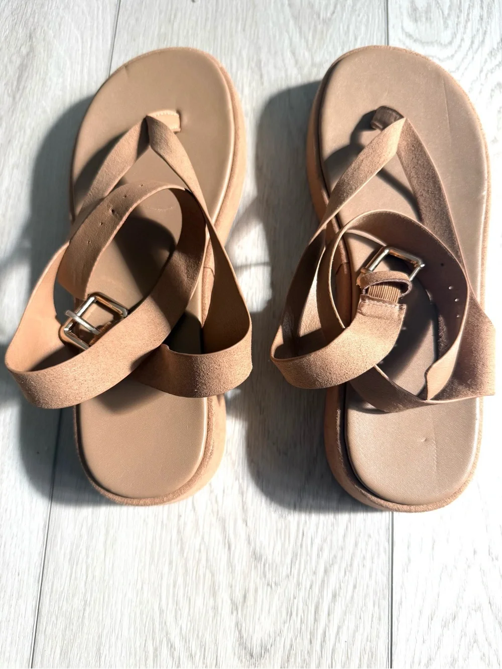 Womens Tan Suede Strap Sandals - Stylish Everyday Comfort